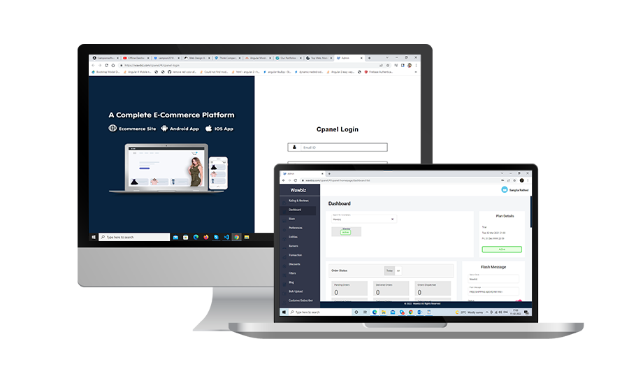 eCommerce platform login and dashboard panel image